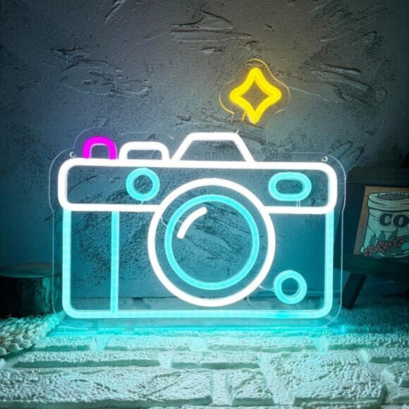 New Camera Neon Sign Dimmable USB Powered LED Light for Photography Studio Decor